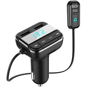 Cigarette Lighter Bluetooth FM Transmitter - Universal Wireless Car Bluetooth Adapter, Music Audio Stereo Radio Receiver w/Mic, Handsfree Calling, Siri/Google Asst, USB, SD Card Slot - Pyle PBT91.5