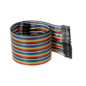 DMiotech 1 Pack 40 Pins Male to Female IDC Flat Ribbon Cable 50cm Length 2.54mm Pitch Breadboard Jumper Wires for Electronic Projects