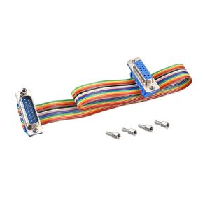 DMiotech 1 Pack 15 Pins IDC Flat Ribbon Cable 30cm Length 2.54mm Pitch DB15 Male to Female Breadboard Jumper Wires for Electronic Projects