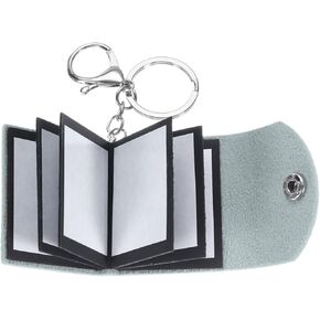 uxcell Custom Keychain with Pictures, Personalized Leather Mini Photo Album Keychain with 10 Pictures DIY Small Memory Keyring Book for Family, Gray