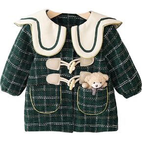 famuka Toddler Girl Plaid Coat Baby Warm Fleece Lined Winter Jackets