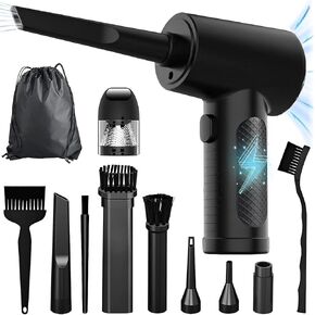 Compressed Air Duster,Car Vacuum，Electric Air Duster and Vacuum 2 in 1, 3 Speeds 100000 RPM Cordless Air Blower, Reusable Air Duster for Computer, Keyboard, Swimming Ring, Car with LED Light in Saudi Arabia