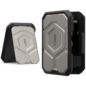 URBAN ARMOR GEAR UAG Hard Magnetic Wallet MagSafe Compatible Detachable Snap-on 3-Slot Card Holder with Adjustable Metal Kickstand MIL-STD RFID Blocking for iPhone 16/15/14/13 & Galaxy S24/S23, Black