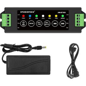 STUODIOFINIX 4-Channel Mini Bluetooth Amplifier 120w for Passive Speakers with TWS,AUX,MIC,USB,Replacement Part,Suitable for Wall/Ceiling/Marine/Bookshelf Speakers