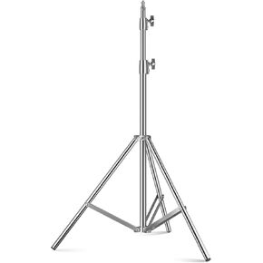 Soonpho Stainless Steel Photography Light Stand 200cm/78'' Flash Stand Photography Light Stand With 1/4" Universal Screw S Lock Portable Light Tripod Fold Max Loading 2KG/4.4LB for Video Light, Flash, Reflectors (SN-210)