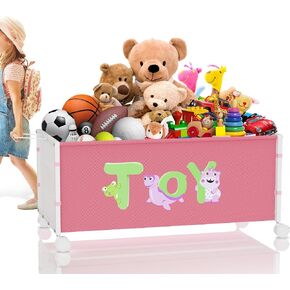 Toy Box Storage, 180L Extra Large Toy Chest with 360° Wheels, Oxford Cloth Metal Toy Box for Boys, Girls, Stuffed Animals, Clothes, Bedroom, Living Room (Pink) in Kuwait