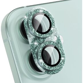Choiche Compatible for iPhone 16 /iPhone 16 Plus Camera Lens Protector, Bling Camera Cover with 9H Tempered Glass Lens Screen Protector Metal Ring Decoration Accessories (Glitter-Silver)