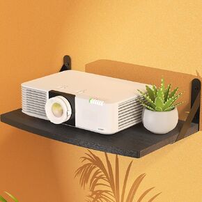 Mini Projector Shelf for Wall Mount, Projector Wall Mount Floating Shelf, Black Projector Stand, Projector Rack Holder, Modem Cable Shelf by Wood with Cable Ties