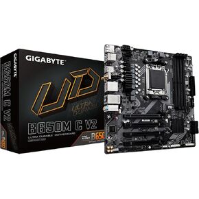 GIGABYTE B650M C V2 (AM5/ LGA 1718/ AMD/ B650/ Micro-ATX/ 5-Year Warranty/ DDR5/ PCIe 4.0 M.2/ PCIe 4.0/ USB 3.2 Gen1 Type-C/ 1GbE LAN/Motherboard)