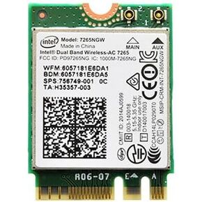 Intel Dual Band Wireless-AC 7265 802.11ac, Dual Band, 2x2 Wi-Fi + Bluetooth 4.0 - (7265NGW)