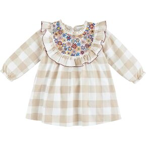 Mud Pie Baby Girls Children Neutral Check Emb Dress