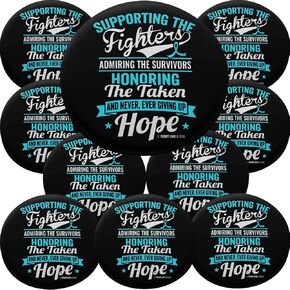"Supporting Admiring Honoring" Round Buttons/Pins/Badges for Cancer/Disease Awareness and Support, 10-Pack (Assorted Colors)