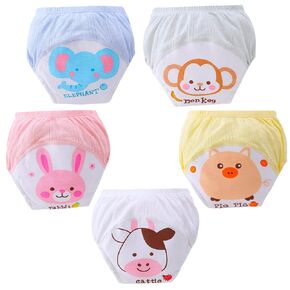 5 Packs Baby Toddler Thick Absorbent Potty Training Pants Underwear Toddler Training Underwear for Boy and Girls Strong Absorbent Cotton Training Pants