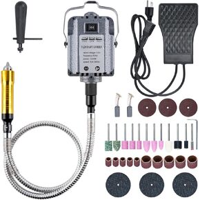 lesolar 1000W Flex Shaft Rotary Tool Kit, 30000RPM Electric Flex Shaft Hanging Grinder Carver Support Forward & Reverse Rotation, High Speed Hanging Grinding Machine with Variable Speed Foot Switch