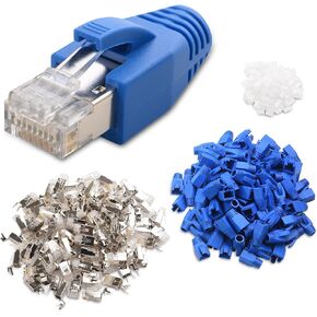 Cable Matters 50-Pack Cat6A RJ45 Shielded Modular Plugs with Strain Relief Boots/Cat 6A Shielded RJ45 Connectors