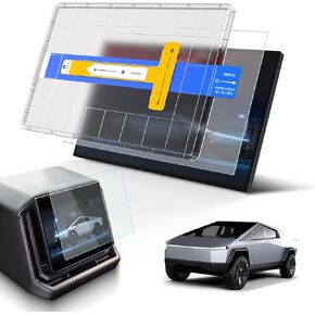 【2 Pcs】Screen Protector for Tesla Cybertruck Accessories 2024, 9H Tempered Glass 18.5" inch Central Touchscreen and 9.4" inch Rear Touchscreen, HD Clear, Auto Dust Removal Installation