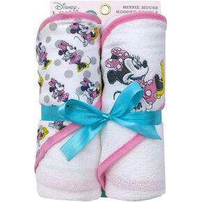 Cudlie Disney Baby Girl 2 Pack Hooded Rolled Minne Mouse Hooded Towels On Header Card