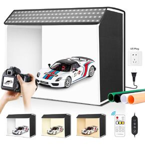 Photo Studio Light Box with Remote Control,24x16 Inch Photo Background Shooting Tent with Professional 3000-6500k Dimmable Lightbox with 672 LED Lights & 4 Color Backdrops for Product Photography