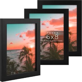 AUEAR, 16x20 Picture Frames Set of 3, with Mat for 11x14 or 16x20 without Mat, Engineered Wood Photo Frames with Plexiglass, Wall Mounting (White)
