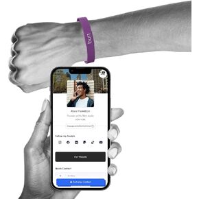 Linq Stretch V2 - Smart NFC and QR Bracelet Wristband - Easily Share Contact Info, Social Media, and More! (Powder Blue, S/M)