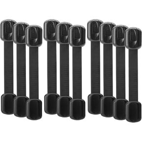 Bates- Child Safety Strap Locks, 10 Pack, Black, Baby Cabinet Locks, Toilet Locks Baby Proof, Child Proof Drawer Locks, Cabinet Baby Locks for Cabinets, Child Proof Cabinet Locks, Drawer Child Locks