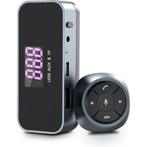 Solar Bluetooth FM Transmitter for Car, MEIDI V5.0 Bluetooth Car Adapter with Remote