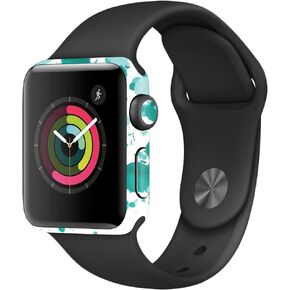 MightySkins Skin Compatible with Apple Watch Series 2 38mm - Teal Splatter | Protective, Durable, and Unique Vinyl Decal wrap Cover | Easy to Apply, Remove, and Change Styles | Made in The USA