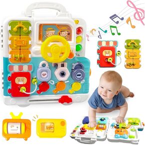 COVTOY Montessori Busy Board Toys for 1 Year Old Boy Girl, Musical Early Educational Toddler Toys Age 1-2, Fine Motor Skill Develoment, Birthday Gifts Toys for 1 2 Year Old Boy Girl