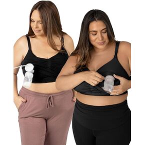 Kindred Bravely 2-Pack Hands Free Pumping Bra & Sleep Pumping Bra Bundle (Black, Large-Busty)