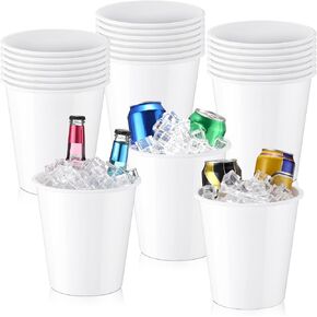Layhit 24 Packs Plastic Ice Buckets for Parties 3 Liters Wine Bucket Portable Ice Holder for Party Disposable Wine Cooler for Wedding Party Beverage Champagne Soda and Beer(Black)