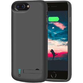 RUNSY Battery Case Compatible with iPhone 8 Plus / 7 Plus / 6S Plus / 6 Plus, 6000mAh Rechargeable Extended Battery Charging / Charger Case, Adds 1.5x Extra Juice, Supports Wired Headphones (5.5 inch)
