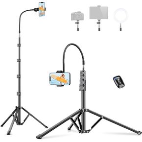 VICTIV 7.5 Feet Tall Phone Tripod, Tripod for iPhone with Remote, Flexible Gooseneck Tripod with Phone Holder, Stable Tripod for Recording Vlog Photo, Cell Phone Stand for iPhone 15 14 13 Pro Max