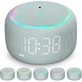 White Noise Machine Alarm Clock for Bedrooms - 5W Stereo Bluetooth Speaker - 24 Soothing Sounds - 9 Night Lights - Auto-Dimmable Digital Alarm Clock Sound Machine for Sleeping