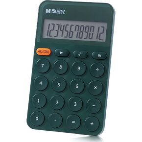 M&G Calculator Mini Pocket Desktop Calculator, 12 Digit Large LCD Display, for Business Office Home School, Battery Included (White)