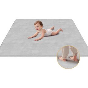 Extra Large Baby Play Mat, 50" x50" Playpen Mat for Floor, Extra Thickness Baby Mat for Floor, 100% Memory Foam, 100% Velvet Fabric - Soft & Supportive (Grey)