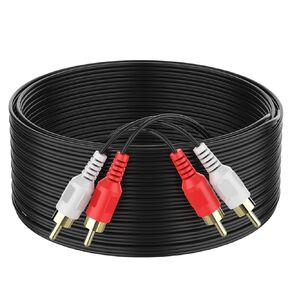 RCA Cable 25ft,2RCA M/M Stereo Audio Cable [24K Gold Plated | Copper Core] 2RCA Male to 2RCA Male.for Home Theater, HDTV, Amplifiers, Hi-Fi Systems,Speakers