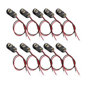 10 Pcs 9V Battery Connector Clip with Lead Wires Harness Holder I-Type Plastic Housing Pigtail Snap for 9volt Terminals 9v Battery Wiring Buckle 9 Battery Holder