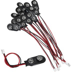 I Type Battery Clip Lead Wire 10PCS 15cm 9V Battery Snap to 2-Pin PH2.0 Connector Cable,9 V Battery Clip Connector