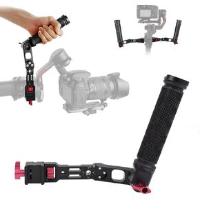 Briefcase Sling Handgrip for DJI Ronin RS3 Mini/RS3/RS2/RSC2, Adjustable Dual-Directional NATO Extension Handle Grip for Gimbal with 2 Cold Shoes and 1/4 3/8 Threaded Holes