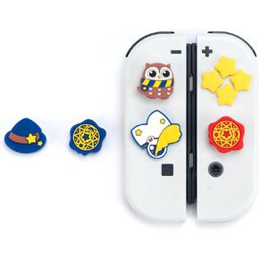 GeekShare Halloween Cross D-Pad Button Caps Set Joystick Cover for Switch - Silicone ABXY Key Buttons Sticker Compatible with Nintendo Switch/OLED Joy Con - Magic Academy