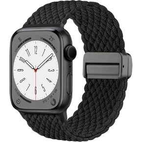 Charlam Sport Solo Loop Compatible with Apple Watch Band 49mm 45mm 44mm 42mm 41mm 40mm 38mm Men Women, Adjustable Magnetic Stretchy Nylon Braided Strap for iWatch Ultra 2 SE Series 9 8 7 6 5 4 3 2 1 in Kuwait