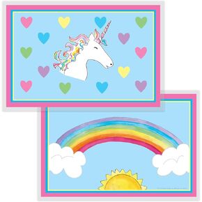 Unicorn and Rainbow Placemat for Kids by Kelly Hughes, Laminated, Made in The USA