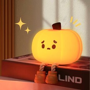 Pumpkin Silicone Night Light: 3-Level Dimmable Brightness, Rechargeable Soft Glow Squishy Bedside Lamp, Perfect Nursery Decor for Breastfeeding, Toddlers, Babies, Kids' Rooms, Halloween Decor