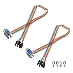 MECCANIXITY 2 Pcs IDC Rainbow Wire Flat Ribbon Cable DP9 Female to 9P 11.8 Inch Length 2.54mm Pitch Breadboard Jumper Wires for Electronic Projects