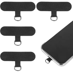 Black Phone Tether Pad 4 Pcs Tether Tab Patches for Phone Lanyard Phone Strap Replacement Part for All Full Phone Cases