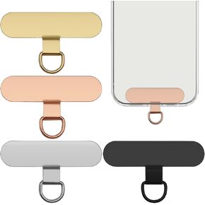 Phone Tether Tab, 4 Pcs Metal Patch, Phone Strap Replacement Part for Cell Phone, Safety Lanyard Stainless Steel Patch Tabs, Universal Phone Lanyard Patch Without Adhesive, 4 Colors