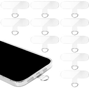 10 Pcs Phone Tether Tab Without Adhesive Phone Lanyard Patches With Metal Ring, Transparent Pvc Phone Tether Tab Clear Lanyard Phone Strap Tether Tab For Most Smartphones Strap Charms Patch Pad
