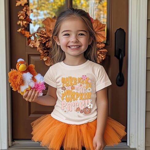 Toddler Girls Thanksgiving Shirts Turkey Pumpkin T Shirt Cotton Short Sleeve Halloween Tops 1-10 Years in Kuwait