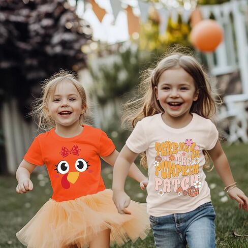 Toddler Girls Thanksgiving Shirts Turkey Pumpkin T Shirt Cotton Short Sleeve Halloween Tops 1-10 Years in Kuwait