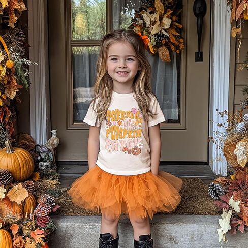 Toddler Girls Thanksgiving Shirts Turkey Pumpkin T Shirt Cotton Short Sleeve Halloween Tops 1-10 Years in Kuwait